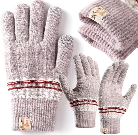 Dotykowe Rękawiczki Wzór Nordycki Ciepłe Zimowe Edibazzar
