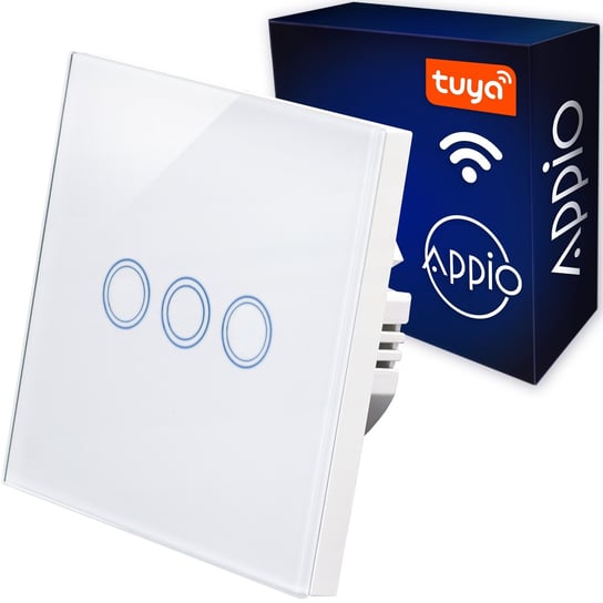 DOTYKOWY WŁĄCZNIK WYŁĄCZNIK ŚWIATŁA SZKLANY POTRÓJNY LED WiFi Tuya SMART APPIO