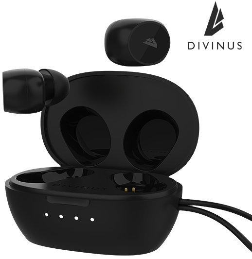 Douszne Słuchawki Bezprzewodowe Tws Divinus Ostia Bluetooth 5.0 Czarne Divinus