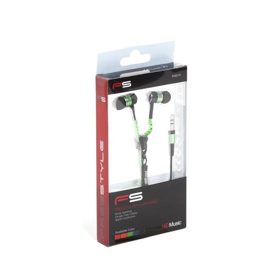 Douszne słuchawki z kablem, Freestyle Zip Earphones, zielone [41800] Freestyle
