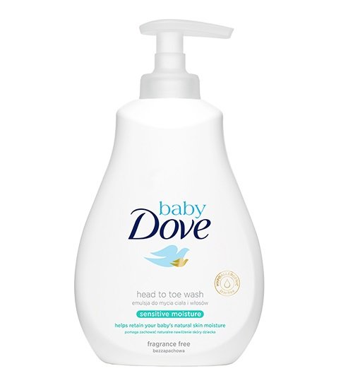 Dove Baby, Sensitive, Emulsja nawilżająca do mycia ciała i włosów dla dzieci, 400 ml Dove