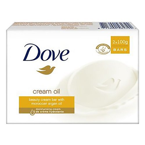 Dove, Cream Oil, kremowe mydło w kostce z olejkiem arganowym, 2x100 g Dove
