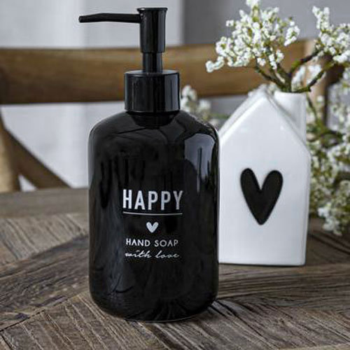 Dozownik Mydła Happy Hand Soap Black BASTION COLLECTIONS Sweet Little Home