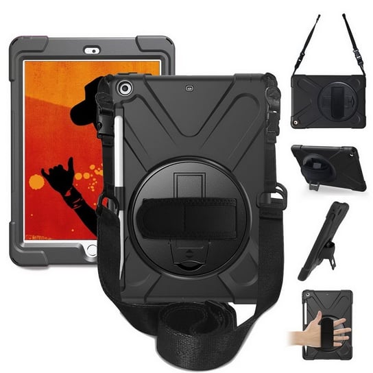 DP 360 Shockproof Case Pancerne Etui + Pasek na ramię + Uchwyt na Pencil iPad Mini 4/5 (Black) D-pro