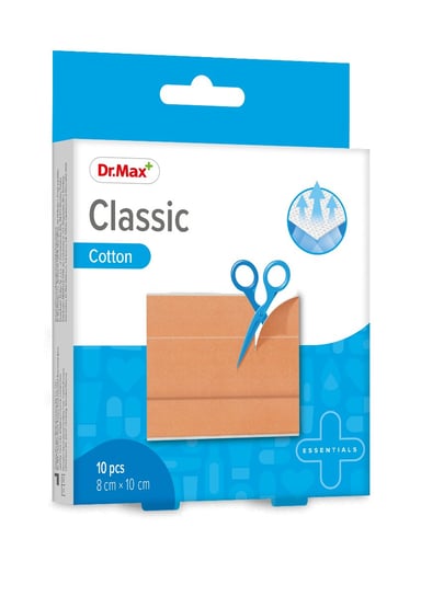 Dr.Max, Plaster Classic Cotton, plaster na tkaninie bawełnianej,  8 cm x 10 cm, 10 sztuk Dr.Max Pharma