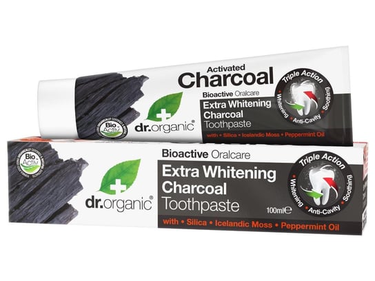 Dr.Organic Charcoal, pasta do zębów wybielająca z organicznym aktywnym węglem, 100 ml Dr.Organic
