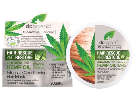 Dr.Organic Hemp Oil, maska do włosów z organicznym olejem z konopi siewnych, 200  ml BALTIC