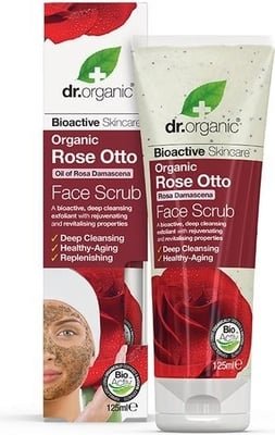 Dr.Organic Rose Otto, peeling do twarzy z organicznym olejkiem różanym, 125 ml Dr.Organic