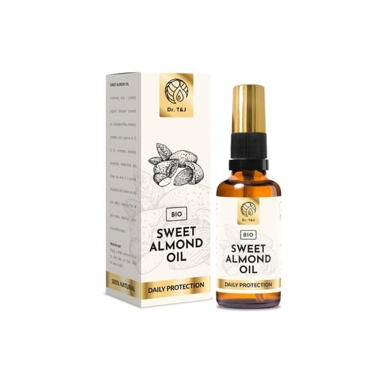 Dr. T&J, Sweet Almond Oil, naturalny olej ze słodkich migdałów BIO, 50ml Dr. T&J
