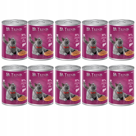 DR.TREND pełnoporcjowa mokra karma dla dorosłych kotów z wątróbką, kawałki w delikatnym sosie 10 x 400 g Inny producent