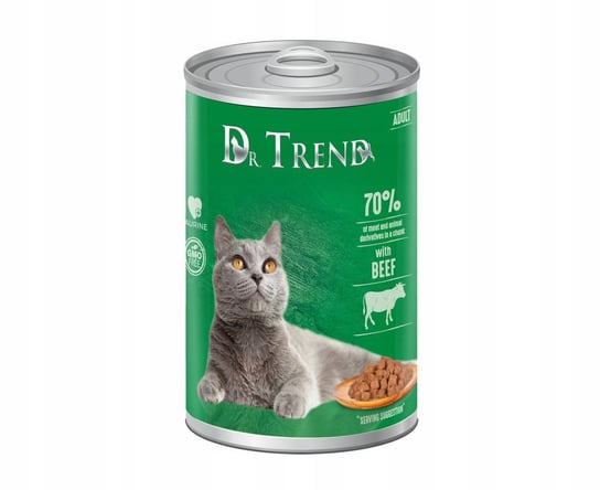 Dr. Trend pełnoporcjowa Mokra karma dla dorosłych Kotów z wołowiną, kawałki w delikatnym sosie 400g x 10 Inny producent
