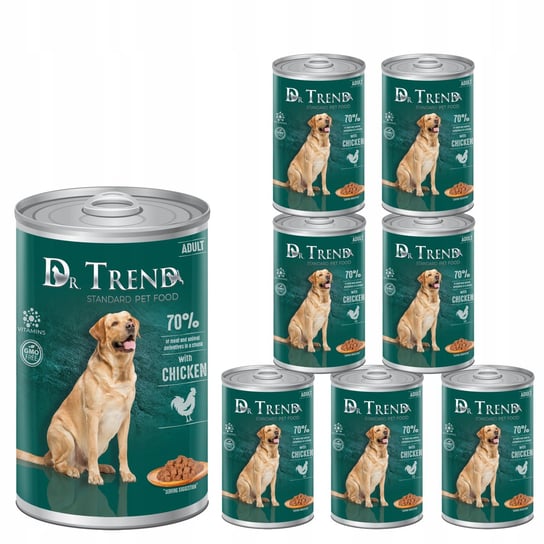 DR.TREND pełnoporcjowa mokra karma dla dorosłych psów wszystkich ras z kurczakiem, kawałki w delikatnym sosie 1250g x 8 Inny producent