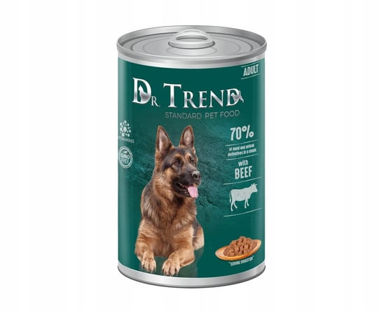 DR. TREND pełnoporcjowa mokra karma dla dorosłych psów wszystkich ras z wołowiną, kawałki w delikatnym sosie 1250g x 8 Inny producent