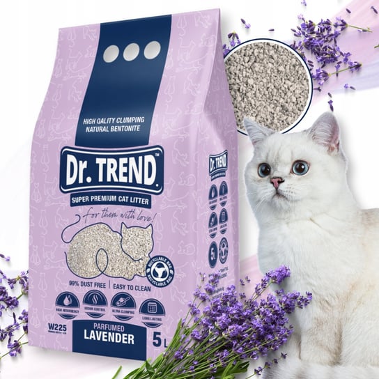 DR.TREND PREMIUM żwirek bentonitowy dla kotów o zapachu LAWENDY 5L Dr. Trend