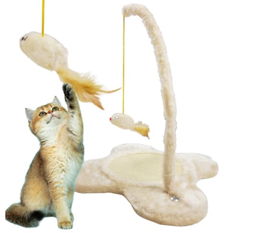 Drapak dla kota sznurek futerko z wędką i  myszką   37 cm Inna marka