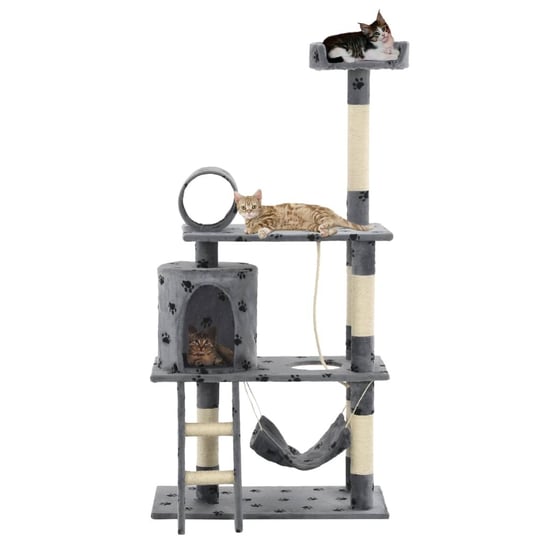 Drapak dla kota VIDAXL z sizalowymi słupkami, 140 cm, szary w kocie łapki vidaXL