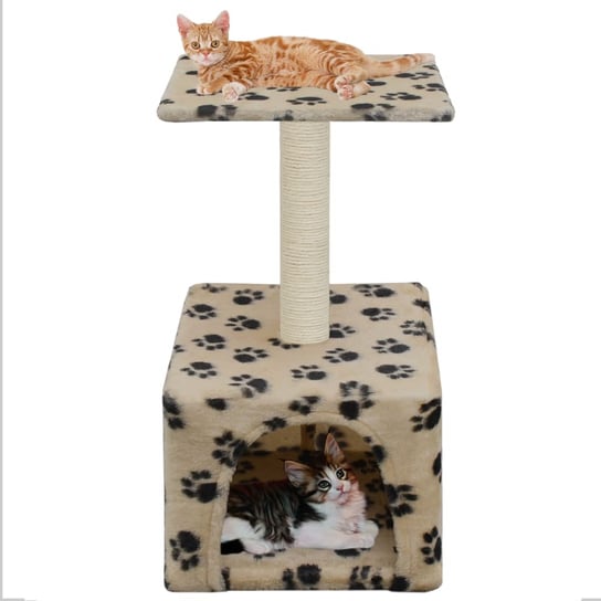 Drapak dla kota VIDAXL ze słupkiem sizalowym, 55 cm, beżowy w kocie łapki vidaXL