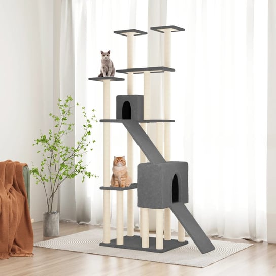 Drapak dla kota z sizalowymi słupkami, ciemnoszary, 190 cm vidaXL