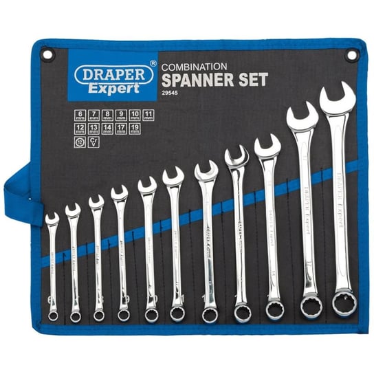 Draper Tools Zestaw 11 metrycznych kluczy płasko-oczkowych, srebrny Draper Tools