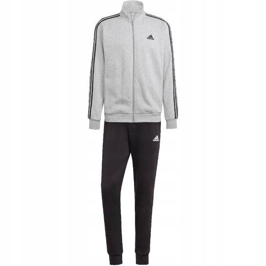 Dres męski adidas Basic 3-Stripes Fleece szaro-czarny IA3073 S Adidas