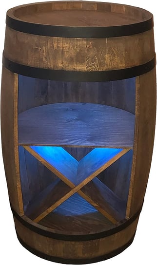 Drewniana beczka barek 80cm i stojak na wino. Oświetlenie LED RGB z pilotem Inne