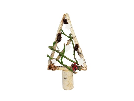 Drewniana choinka bożonarodzeniowa z dekoracjami biała - 42 cm - 1 szt. CHO