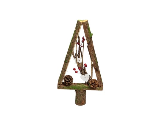 Drewniana choinka bożonarodzeniowa z dekoracjami brązowa - 38,5 cm - 1 szt. CHO