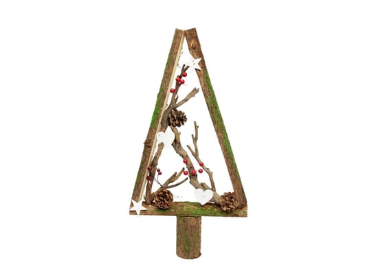 Drewniana choinka bożonarodzeniowa z dekoracjami brązowa - 50 cm - 1 szt. CHO
