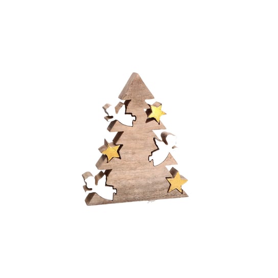 Drewniana choinka z aniołkami Lincastro - Brązowy, S Rituali Domestici