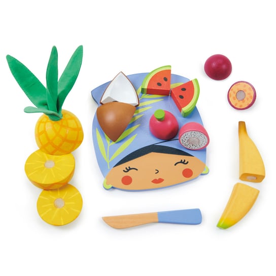 Drewniana deska z owocami tropikalnymi do krojenia, Tender Leaf Toys Tender Leaf Toys