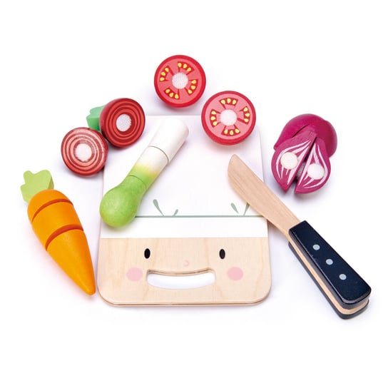 Drewniana deska z warzywami do krojenia, Mini Chef, Tender Leaf Toys Tender Leaf Toys