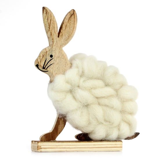 Drewniana figurka Wielkanocna, Easter, siedzący królik, 13x17,5x3,8 cm Empik