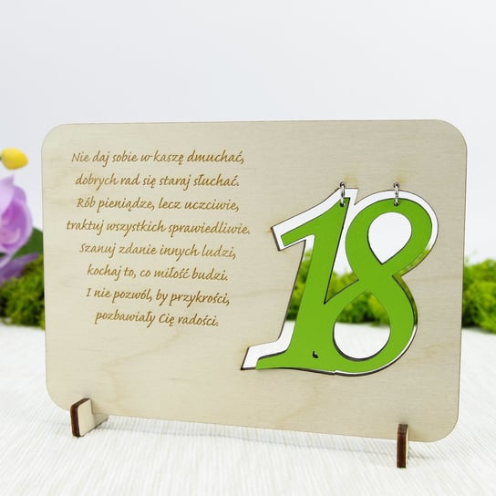 Drewniana kartka na 18 urodziny z życzeniami - MAYA Inny producent