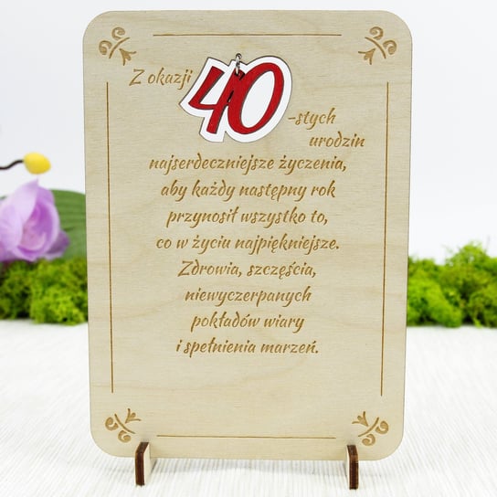 Drewniana kartka na 40 urodziny z życzeniami - MAYA Inny producent