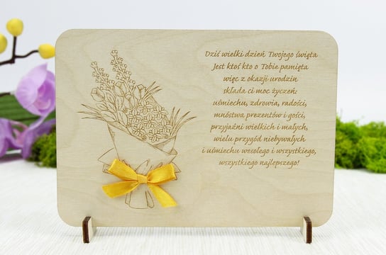 Drewniana kartka na urodziny z życzeniami - MAYA Inny producent