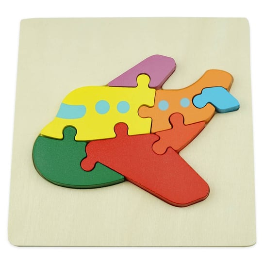 Drewniana kolorowa układanka drewniane puzzle samolot KinderSafe