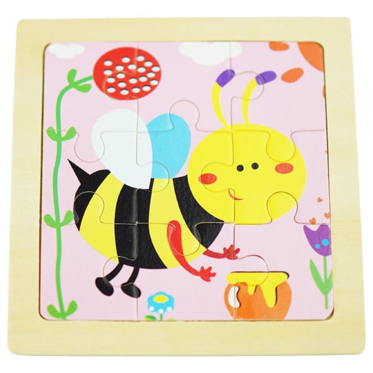 Drewniana kolorowa układanka mini puzzle pszczółka KinderSafe