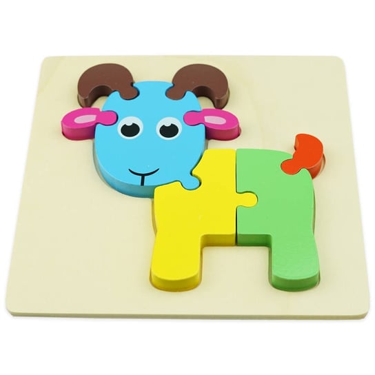 Drewniana kolorowa układanka puzzle baranek KinderSafe