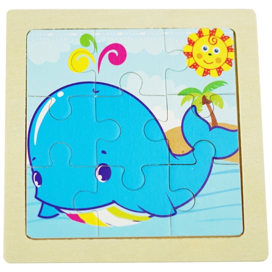 Drewniana kolorowa układanka puzzle delfin KinderSafe