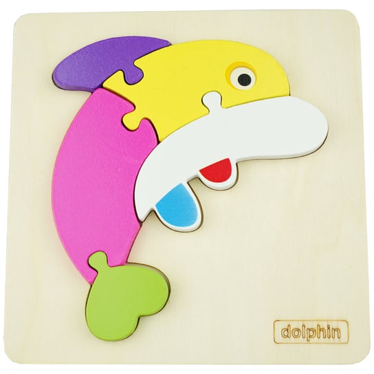 Drewniana kolorowa układanka puzzle delfin HP 7532 KinderSafe
