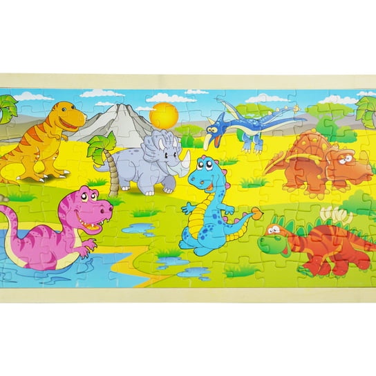 Drewniana kolorowa układanka puzzle dinozaury KinderSafe