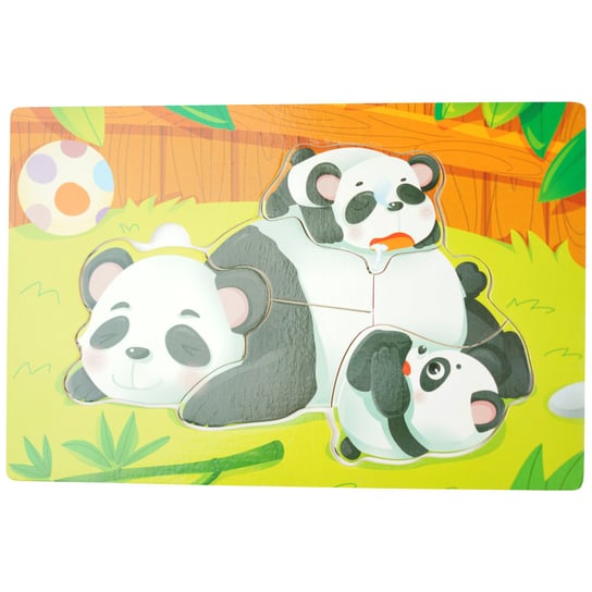Drewniana kolorowa układanka puzzle do kolorowania miś Panda KinderSafe