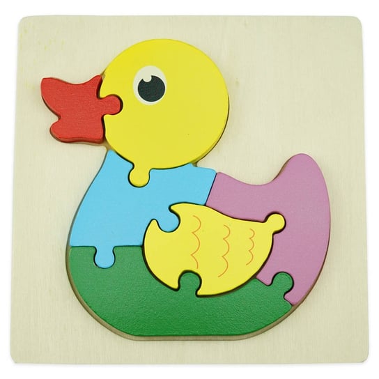 Drewniana kolorowa układanka puzzle Kaczka KinderSafe