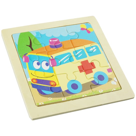 Drewniana kolorowa układanka puzzle karetka pogotowia KinderSafe