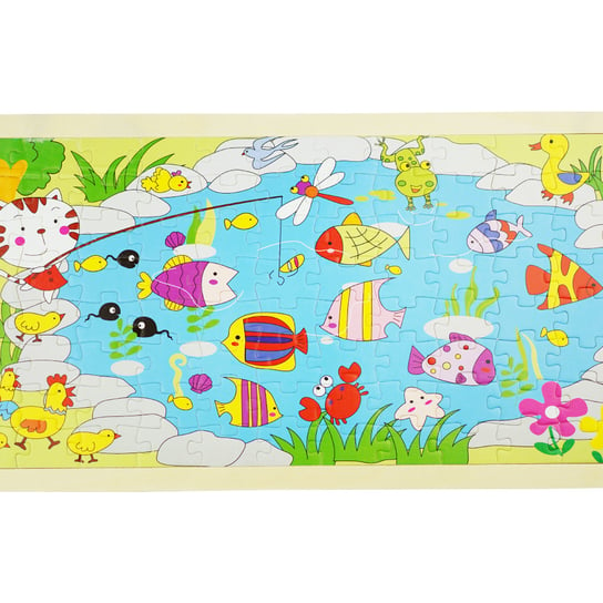 Drewniana kolorowa układanka puzzle Łowienie rybek KinderSafe