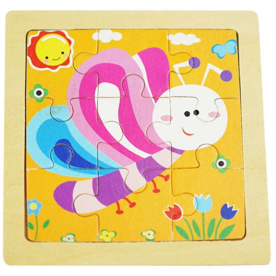 Drewniana kolorowa układanka puzzle motyl KinderSafe