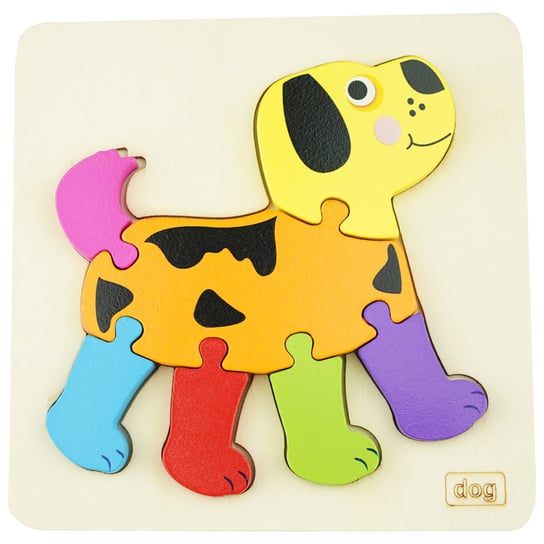 Drewniana kolorowa układanka puzzle piesek KinderSafe