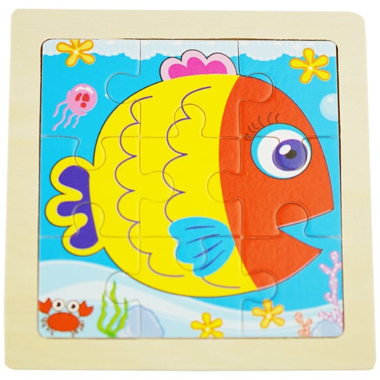 Drewniana kolorowa układanka puzzle rybka ryba KinderSafe