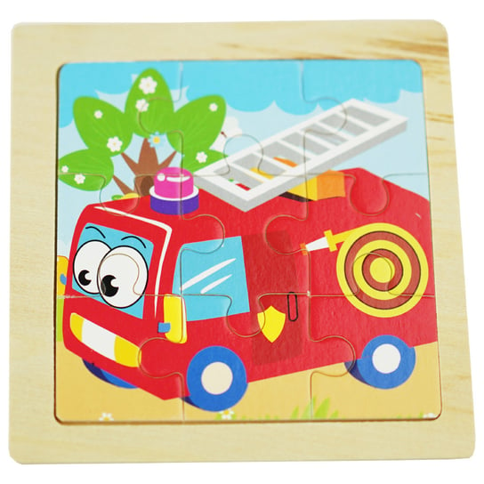 Drewniana kolorowa układanka puzzle  wóz strażacki KinderSafe