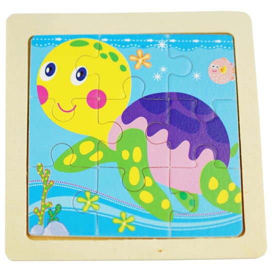 Drewniana kolorowa układanka puzzle żółw KinderSafe
